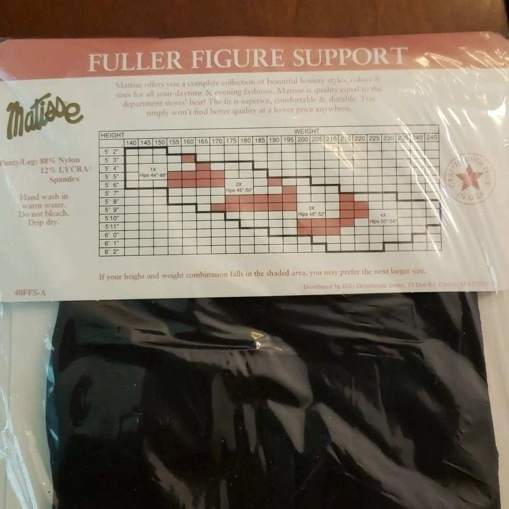 3 Pair Pantyhose Vintage Matisse Fuller Figure 3X Nude Ivory Black NIB